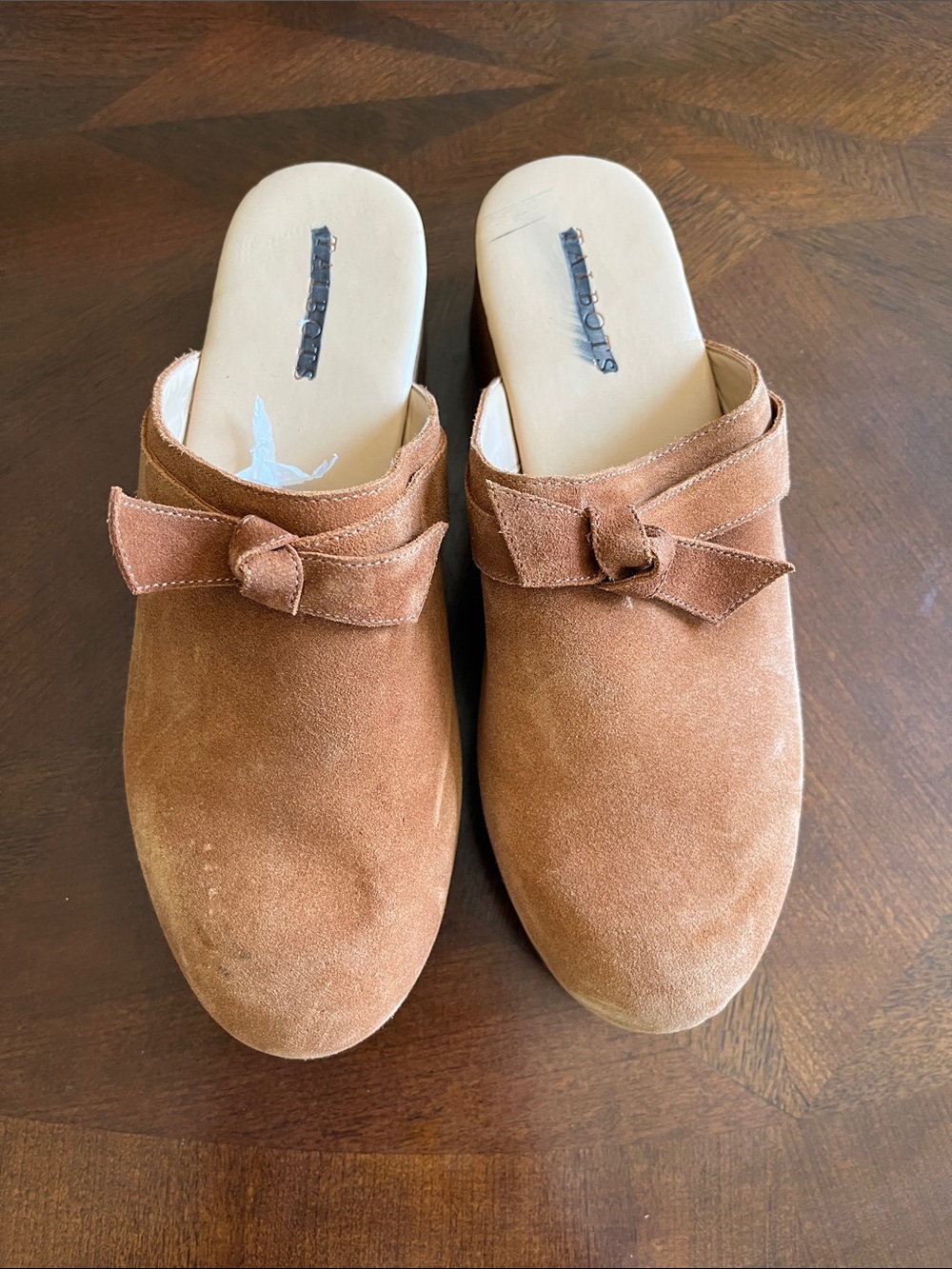 Talbots Suede Bow Mules in Tan
